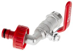 Ventil 3/4", Gewinde 1" mit Kunststoff 3/4" Schnellkupplung, GEKO