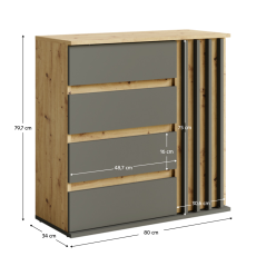 Komoda, Artisan Graphite/Dub 1K4s, DERIS