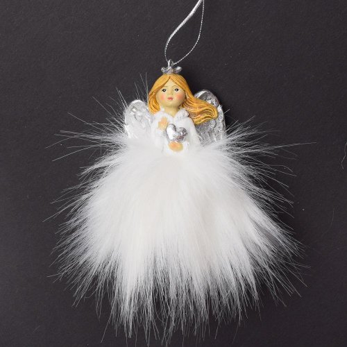 Viseći ukras anđeo LED 5,5x5,5x10 cm bijeli