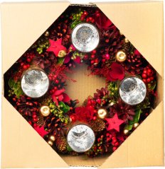 Ghirlandă MagicHome de Crăciun, pentru Advent, roșie, 30x30x8 cm