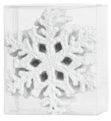 Ozdoba MagicHome Vánoce, 12 ks, sněhová vločka, bílá, na vánoční stromek, 10 cm