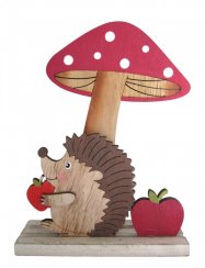 Dekorace ježek s muchomůrkou 15x20,5 cm