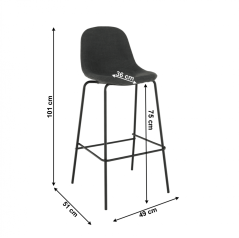 Barhocker, dunkelgrauer Stoff/Metall, MARIOLA 2 NEU