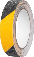 Strend Pro trak, 25 mm, L-5 m, lepilni, protizdrsni, ekstra trpežen, črno/rumen