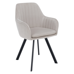 Designer-Sessel, beige Samtstoff, AURIL