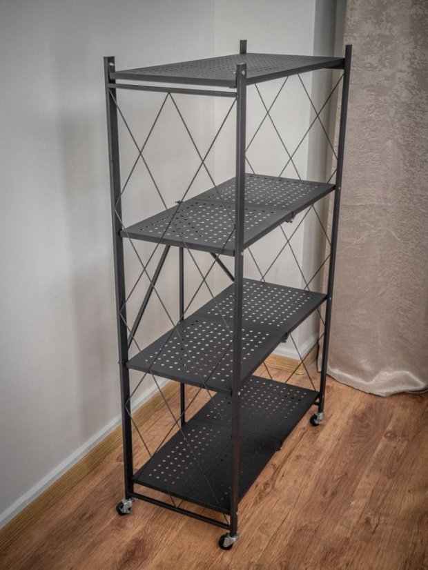 Regale RAW4T, Metall, 4 Fachböden, 1270x720x340 mm, max. 50 kg/Boden, tragbar, auf Rollen