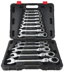 Ratschenschlüsselsatz mit Gelenk, 13-teilig (8 - 32 mm), KELTIN