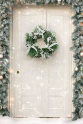 Veniec MagicHome Vianoce, prírodný, s mašľami, 35 cm