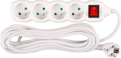 Kabel DG-F804BK L-5 m, podaljšek, bel, 4x vtičnica + stikalo