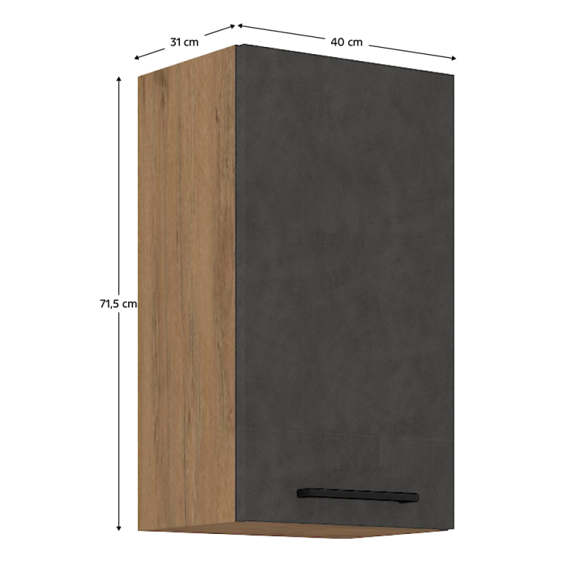 Oberschrank, Eiche Lancelot/Grau matt, VEGA 40 G-72 1F