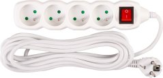 Kabel DG-F804BK L-5 m, przedłużacz, biały, 4x gniazdo + wyłącznik