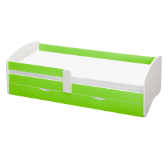 Krevet s letvičastim okvirom i prostorom za pohranu 90x200, bijela/zelena, COCOLINO