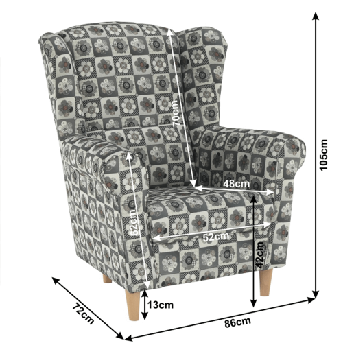 Usiak fotelja, tkanina patchwork N1, CHARLOT