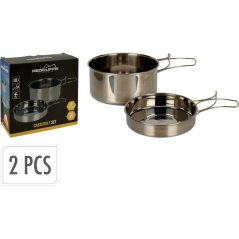 Set de vase din oțel inoxidabil pentru camping, 2 bucăți