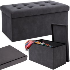 Šedý velúrový puf 76x38x38cm Ruhhy 26130