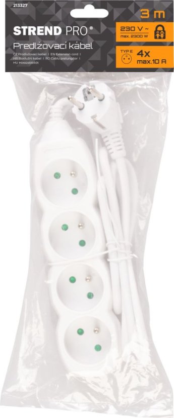 Kabel DG-F804B 03,00 m, podaljšek, 4 vtičnice (akce)