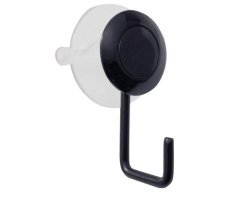 Wieszak łazienkowy 1-hakowy, czarny, mocowany na przyssawkę