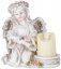 MagicHome dekoracija, Angel s knjigo in svečo, 1xLED, poliresin, za nagrobno, 17,5x12x17,5 cm