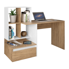 PC-Schreibtisch, Eiche Artisan/Weiß, NEREO NEU