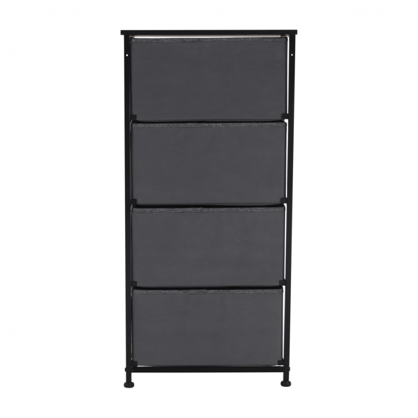 Komoda z szufladami materiałowymi, czarny/ciemnoszary, PALMERA TYP 2 (akce)