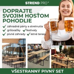 Pivski set DORTMUND Standard3, stol 175x46x77 cm, 2 klupe 175x23x47 cm, drvo 25 mm