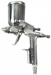 Pistol de pulverizare HVLP MINI cu recipient metalic superior 200ml, duza 0,5 mm, GEKO