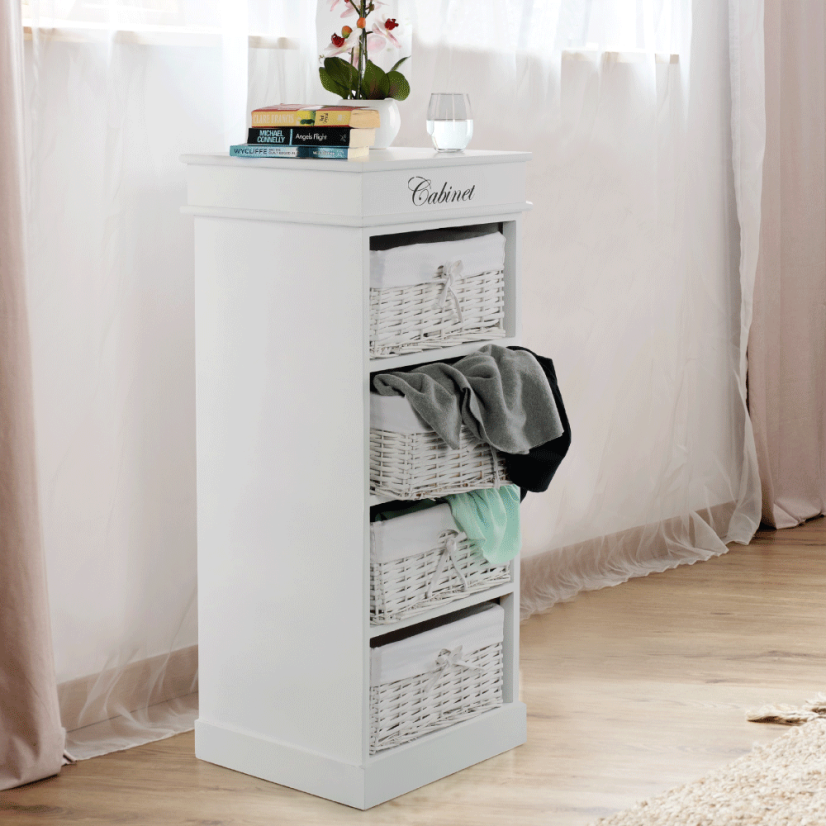 Kommode mit 4 Schubladen, weiß, BLANCO