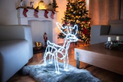 MagicHome Weihnachtsdekoration, Rentier, 144 LED kaltweiß, 230V, 50 Hz, außen, 59x27,50x64 cm