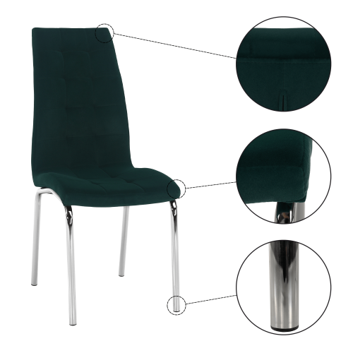 Jídelní židle, smaragdová Velvet látka/chrom, GERDA NEW