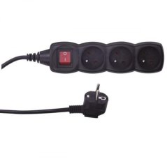 Kabelverlängerung 250V 3m/3Z / Schalter / Schwarz