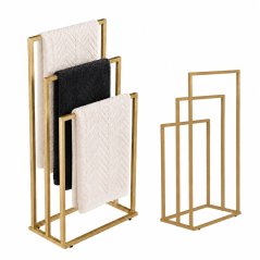 Freestanding metal towel rack with 3 arms, gold, ModernHome (akce)