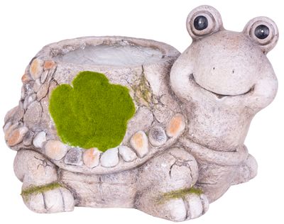 Dekoracja MagicHome, Żółw z doniczką, ceramika, naturalna, 38x29,5x25 cm