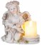 MagicHome Dekoration, Engel mit Buch und Kerze, 1xLED, Polyresin, für das Grab, 17,5x12x17,5 cm