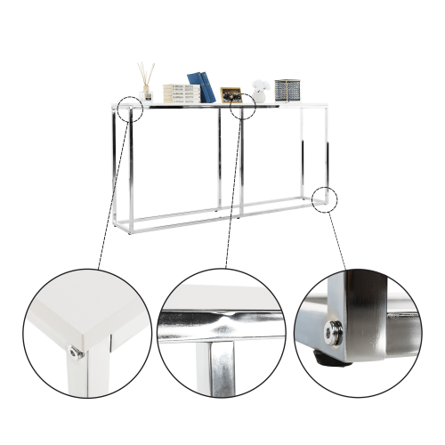 Konzolni stol u industrijskom stilu, bijela/krom, KORNIS