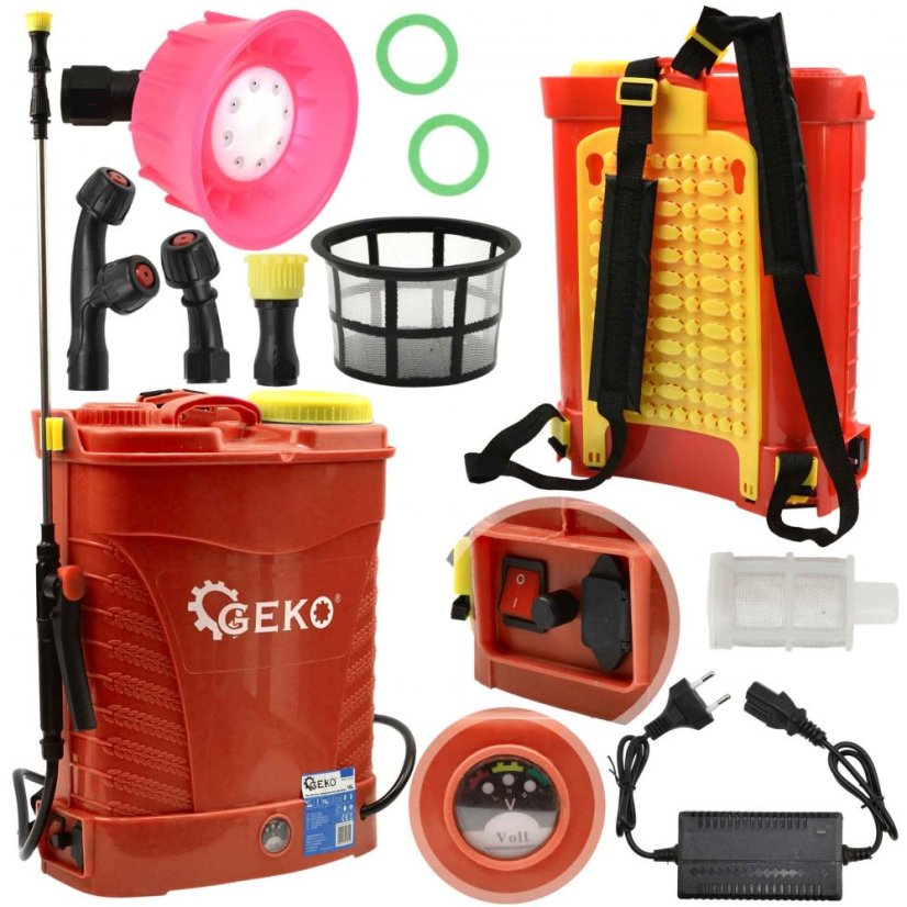 Akkusprühgerät 16 Liter, Akku 12V-8Ah, rot, GEKO
