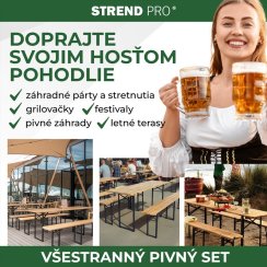 Set de bere DORTMUND Standard3, masă 175x46x77 cm, 2x banc 175x23x47 cm, lemn 25 mm