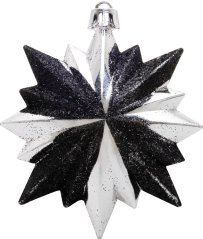 MagicHome Weihnachtsdekoration, 6 Stk., Schwarz - Silber, 8x9,5 cm