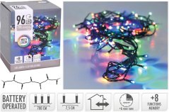 Weihnachtslicht 96 farbige LEDs, 7 m, mit Timer, mit Funktionen, Batterien, Outdoor/Indoor