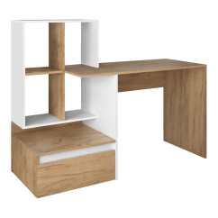 PC-Schreibtisch, Eiche Artisan/Weiß, NEREO NEU