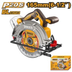 Píla okružná bezkartáčová 165mm CSLI1652 INGCO AKU 20V P20S bez akumulatora a nab. INDUSTRIAL