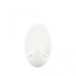 tesa® Trajna kljuka, ovalna S, samolepilni kopalniški obešalnik, bela sijajna umetna masa, pak. 2 kos