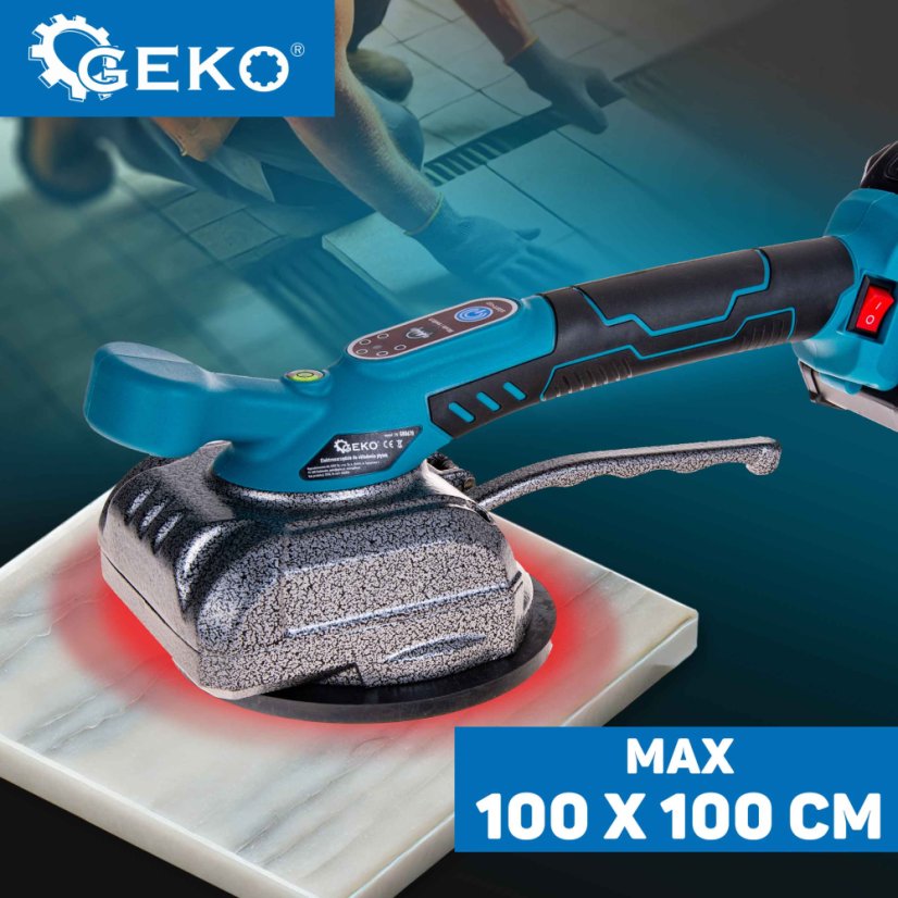 Akku-Vibrationssauger für Fliesen und Pflaster, 2x 21V Akku, GEKO