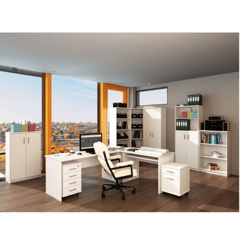 Büroschreibtisch, doppelseitig, weiß, JOHAN 2 NEW 08