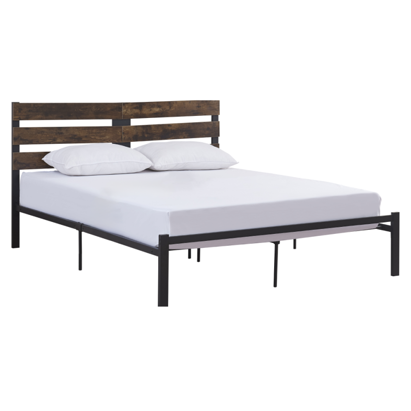 Doppelbett mit Lattenrost, rustikale Eiche/Metall, 180x200, ANEYA