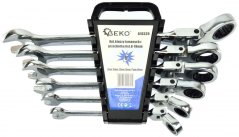 Ratschenschlüsselsatz mit Gelenk, 6-teilig (8,10,13,15,17,19 mm), GEKO