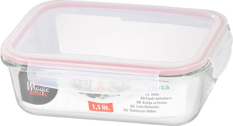 Dóza MagicHome, obdĺžniková, 1500 ml, s vekom, Clip