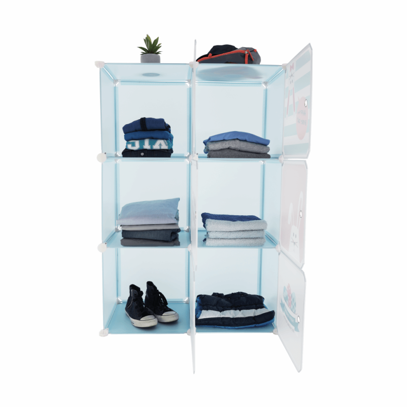 Modularer Kinderschrank, blau/Kindermuster, EDRIN