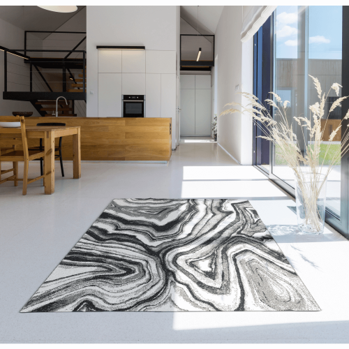 Teppich, weiß/schwarz/Muster, 133x190, SINAN