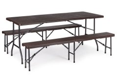 Set masă catering 180 cm + 2 bănci banchet maro ModernHome