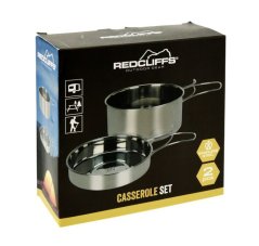 Set de vase din oțel inoxidabil pentru camping, 2 bucăți